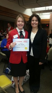 TALENTED FRESHMAN. Blair Brantley (left) was the district and regional champion in FCCLA Creed Speaking. Although she did not place at state, Marlow FCCLA adviser Tamra Hudleston (right) said her performance was impressive for a freshman.